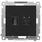 Gniazdo HDMI + RJ45 kat.6. (moduł), czarny mat Simon54