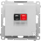 Gniazdo głośnikowe 1-krotne (moduł). Przekrój przewodów dla wejścia i wyjścia 2,5 mm2: Aluminium mat, SIMON55