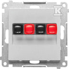 Gniazdo głośnikowe 2-krotne (moduł). Przekrój przewodów dla wejścia i wyjścia 2,5 mm2: Aluminium mat, SIMON55