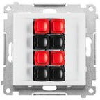 Gniazdo głośnikowe 4-krotne (moduł). Przekrój przewodów dla wejścia i wyjścia 2,5 mm2: Aluminium mat, SIMON55