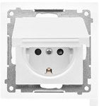 Gniazdo Schuko do wersji IP44 z przesłonami z uszczelką ramki (moduł) 16A, 250V~, zaciski śrubowe, klapka transparentna, biały, SIMON54