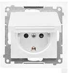Gniazdo Schuko do wersji IP44 z przesłonami z uszczelką ramki (moduł) 16 A, 250 V~, szybkozłącza. Klapka transparentna: Jasnoszary mat, SIMON55