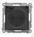 Gniazdo Schuko do wersji IP44 z przesłonami z uszczelką ramki (moduł) 16 A, 250 V~, szybkozłącza. Klapka transparentna: Czarny mat, SIMON55