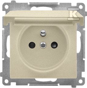 Gniazdo wtyczkowe do wersji IP44 bez uszczelki (moduł) 16 A, 250 V~, szybkozłącza. Klapka w kolorze pokrywy: Szampański mat, SIMON55