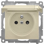 Gniazdo wtyczkowe do wersji IP44 bez uszczelki (moduł) 16 A, 250 V~, szybkozłącza. Klapka w kolorze pokrywy: Szampański mat, SIMON55