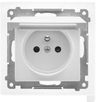Gniazdo wtyczkowe do wersji IP44 z uszczelką (moduł) 16 A, 250 V~, szybkozłącza. Klapka transparentna: Biały mat, SIMON55