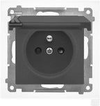 Gniazdo wtyczkowe do wersji IP44 z uszczelką (moduł) 16 A, 250 V~, szybkozłącza. Klapka w kolorze pokrywy: Grafitowy mat, SIMON55