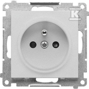 Gniazdo wtyczkowe pojedyncze z uziemieniem i przesłonami (moduł) 16 A, 250 V~, szybkozłącza: Aluminium mat, SIMON55