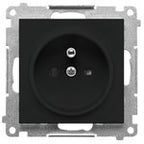 Gniazdo Schuko do wersji IP44 z przesłonami z uszczelką ramki (moduł) 16 A, 250 V~, szybkozłącza. Klapka transparentna: Czarny mat, SIMON55