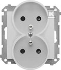Gniazdo wtyczkowe podwójne z uziemieniem z przesłonami (moduł) 16 A, 250 V~, szybkozłącza: Aluminium mat, SIMON55