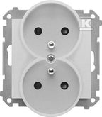 Gniazdo wtyczkowe podwójne z uziemieniem z przesłonami (moduł) 16 A, 250 V~, szybkozłącza: Aluminium mat, SIMON55