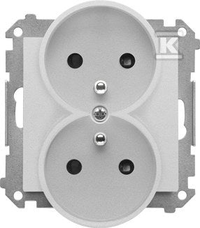 Gniazdo wtyczkowe podwójne z uziemieniem z przesłonami (moduł) 16 A, 250 V~, szybkozłącza: Aluminium mat, SIMON55