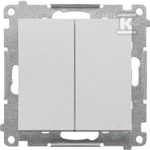 Łącznik jednobiegunowy + przycisk zwierny – 2 klawisze (moduł) 16 AX, 250 V~, zaciski gwintowe: Aluminium mat, SIMON55