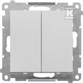 Łącznik jednobiegunowy + przycisk zwierny – 2 klawisze (moduł) 16 AX, 250 V~, zaciski gwintowe: Aluminium mat, SIMON55