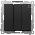 Łącznik potrójny z podświetleniem LED (moduł) 10 AX, 250 V~, szybkozłącza: Czarny mat, SIMON55