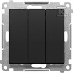 Łącznik potrójny z podświetleniem LED (moduł) 10 AX, 250 V~, szybkozłącza: Czarny mat, SIMON55
