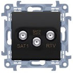 Gniazdo antenowe satelitarne podwójne SAT-SAT-RTV (moduł), 1x wejście: 5 MHz-2,4 GHz, krem, SIMON10