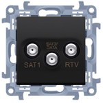 Gniazdo antenowe satelitarne podwójne SAT-SAT-RTV (moduł), 1x wejście: 5 MHz-2,4 GHz, krem, SIMON10