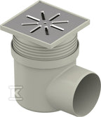 Wpust punktowy/piwniczny/podłogowy Aqua Ambient Standard d110mm, odpływ boczny, kratka nierdzewna 150x150mm
