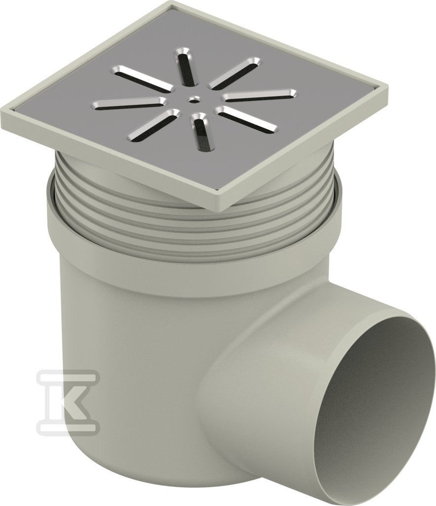 Wpust punktowy/piwniczny/podłogowy Aqua Ambient Standard d110mm, odpływ boczny, kratka nierdzewna 150x150mm