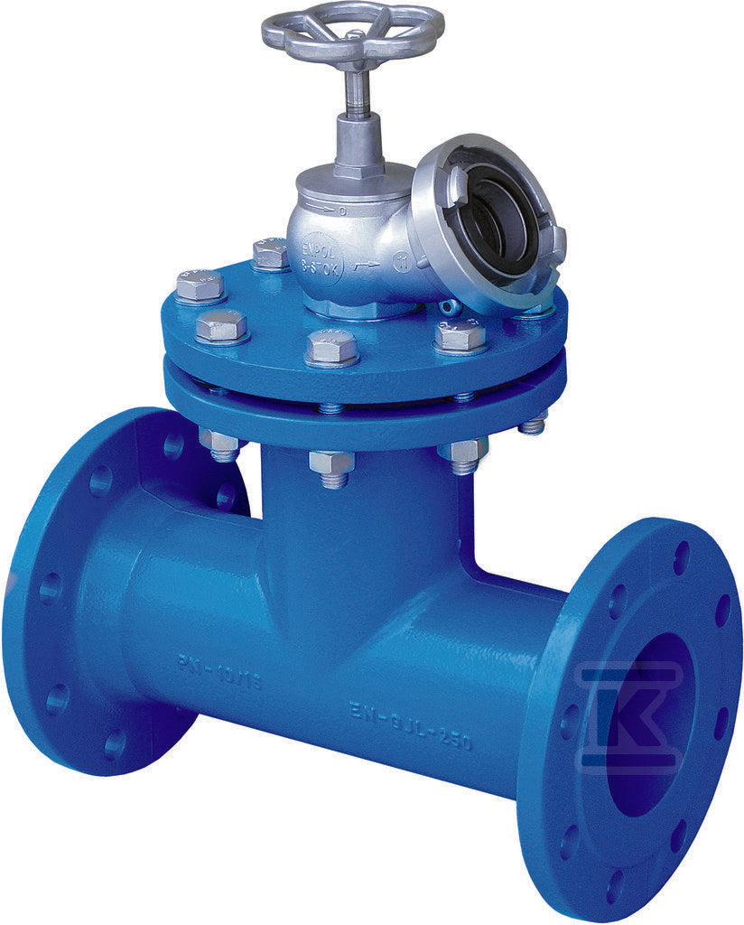 Czyszczak kołnierzowy DN80 z zaworem hydrantowym, PN16, GJS- żeliwo sfero
