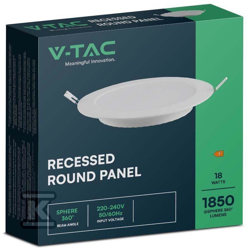 Panel LED V-TAC Wpuszczany Premium Downlight 18W Okrągły fi220 VT-61018 6500K 1980lm