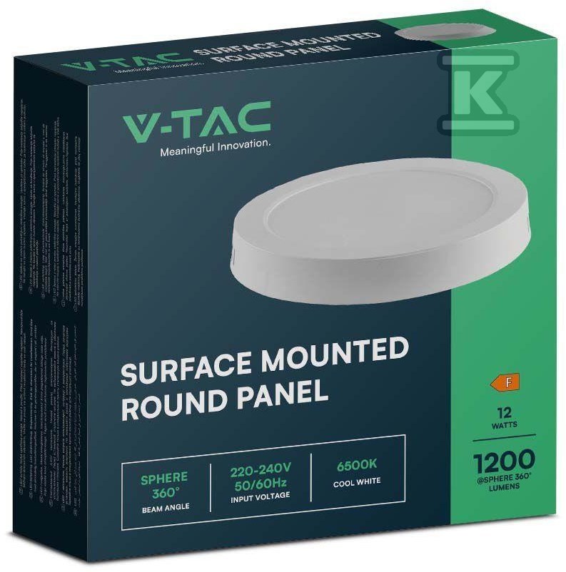 Panel LED V-TAC Natynkowy Premium Downlight 12W Okrągły fi170 VT-60012 4000K 1200lm
