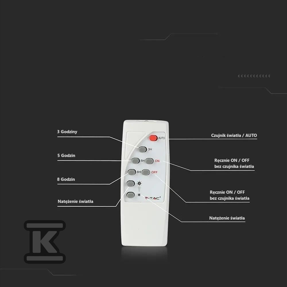 Projektor LED Solarny V-TAC 40W Czarny IP65, Pilot, Timer VT-200W 4000K 3100lm