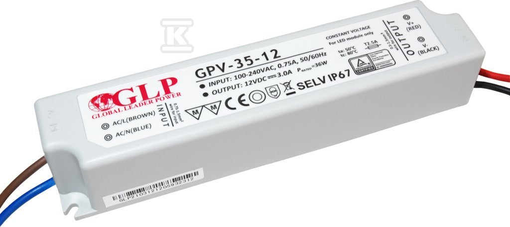 GLP zasilacz LED 12V 3A 35W