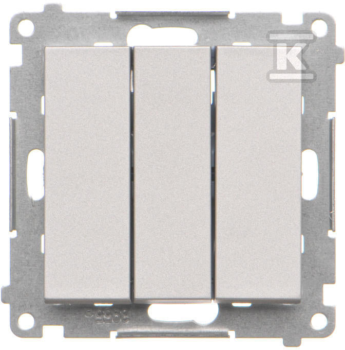 Przycisk potrójny z podświetleniem LED (moduł) 10 AX, 250 V~, szybkozłącza: Aluminium mat, SIMON55