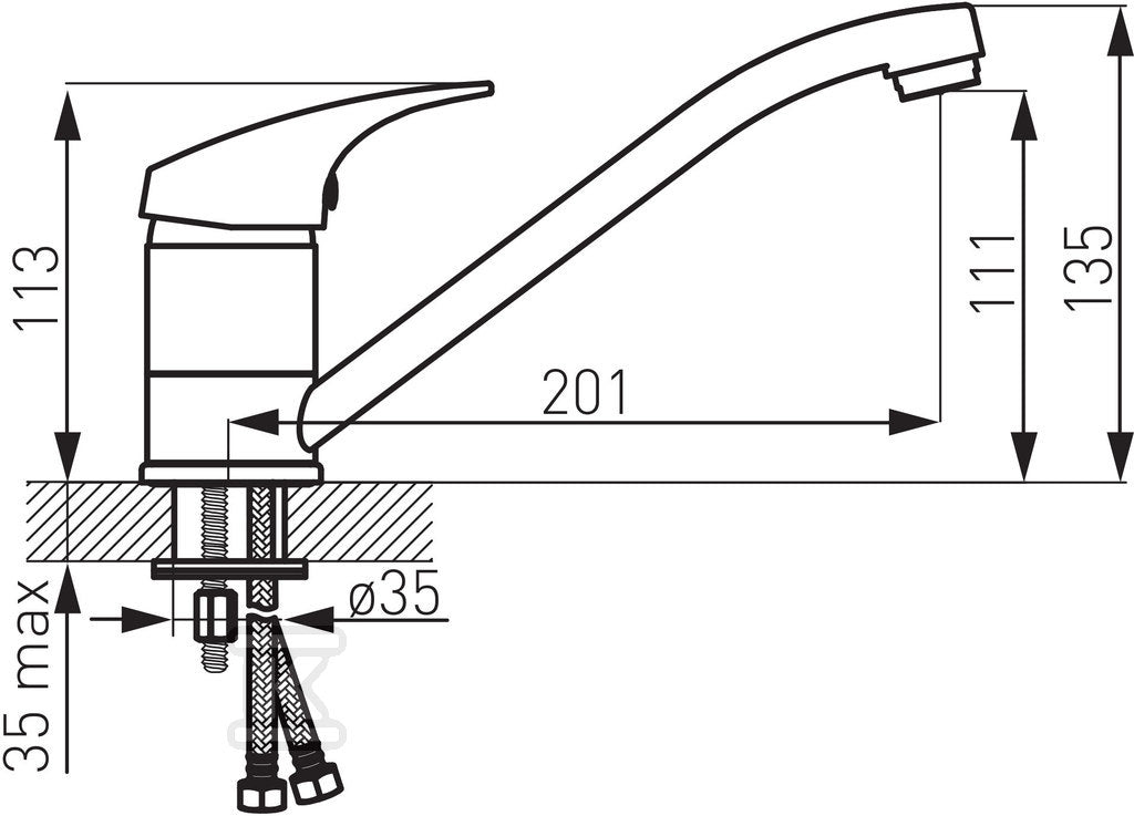 ONE LB bateria zlewozmywakowa stojąca, chrom
