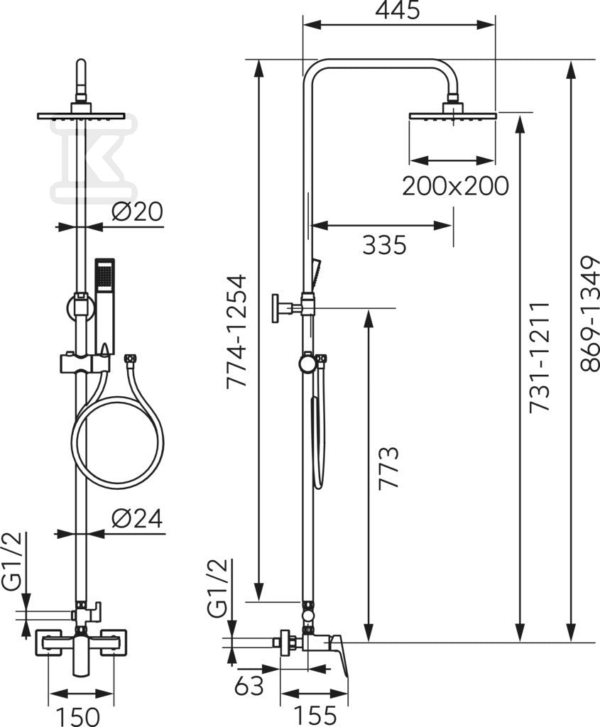 VITTO VERDELINE zestaw natryskowy NP81 z baterią BVI7UVL, chrom