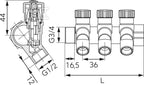Rozdzielacz sanitarny 3/4"x1/2", 2-drogowy