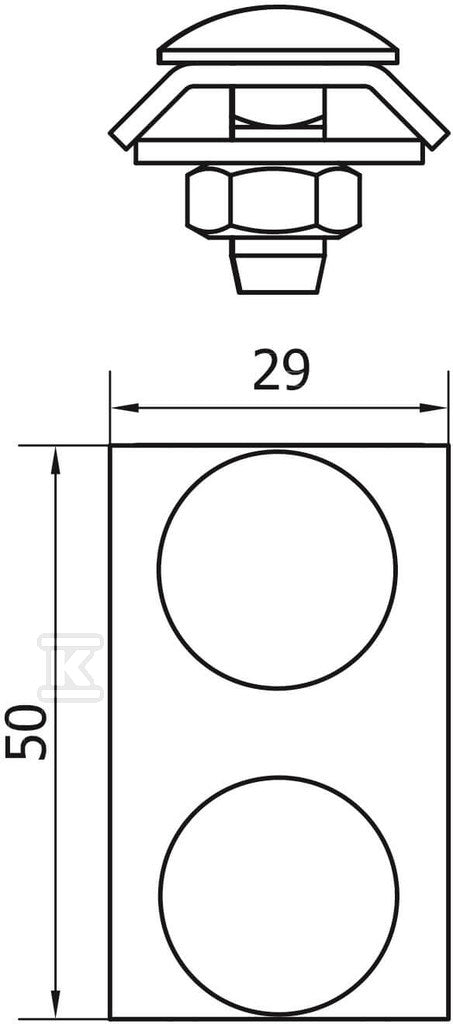 Złącze przelotowe 2-otworowe pojedyncze, /OC/