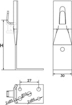 Uchwyt kątowy zacisk, h=8cm /CU/