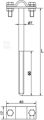 Uchwyt na drut wkręcany, h=18cm /IN/