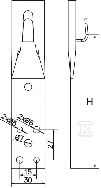 Uchwyt prosty zacisk, h=15cm /CU/