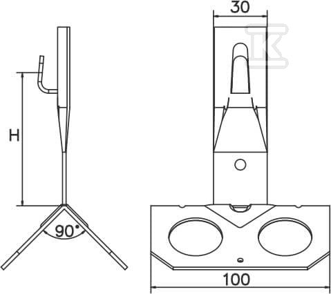 Uchwyt szczytowy zacisk, daszek, h=8cm /CU/