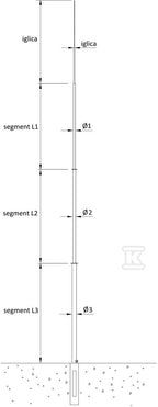 Maszt odgromowy na fundamencie betonowym, h=22500mm /F/OG/
