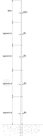 Maszt odgromowy na fundamencie betonowym, h=27000mm /F/OG/