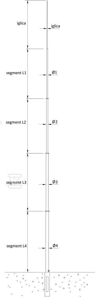 Maszt odgromowy na fundamencie betonowym, h=27000mm /F/OG/