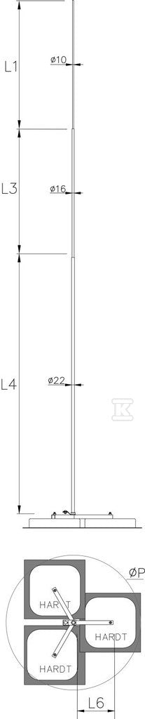 Maszt wolnostojący na małym trójnogu, h=4000mm /IN/