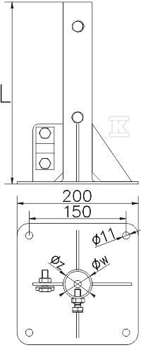 Mocowanie masztu pionowe-rura, l=1000mm, O48mm /OC/