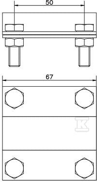 Złącze uziomowe 2-płytkowe pręt, B do 40mm, O20mm /CU/