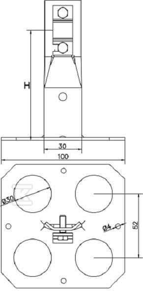 Uchwyt przyklejany z metalową podstawą z otworami z blaszką, h=9cm /OC/