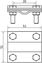 Złącze krzyżowe 4-otworowe, 3 płytkowe, B do 30mm /CU/