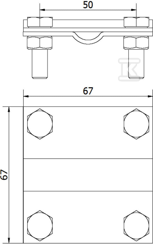 Złącze krzyżowe 4-otworowe, 2 płytkowe, B do 40mm /AL/