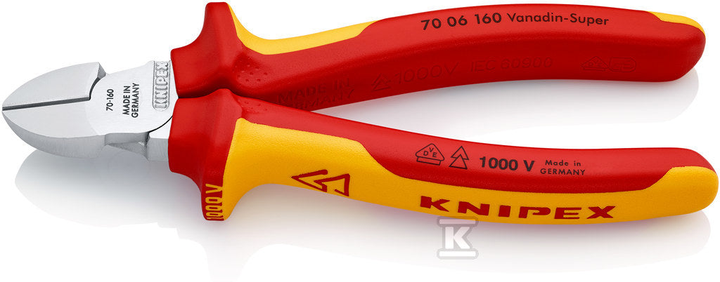 Szczypce tnące boczne z wielokomponentowymi nasadkami, izolowane wg VDE chromowany 160 mm