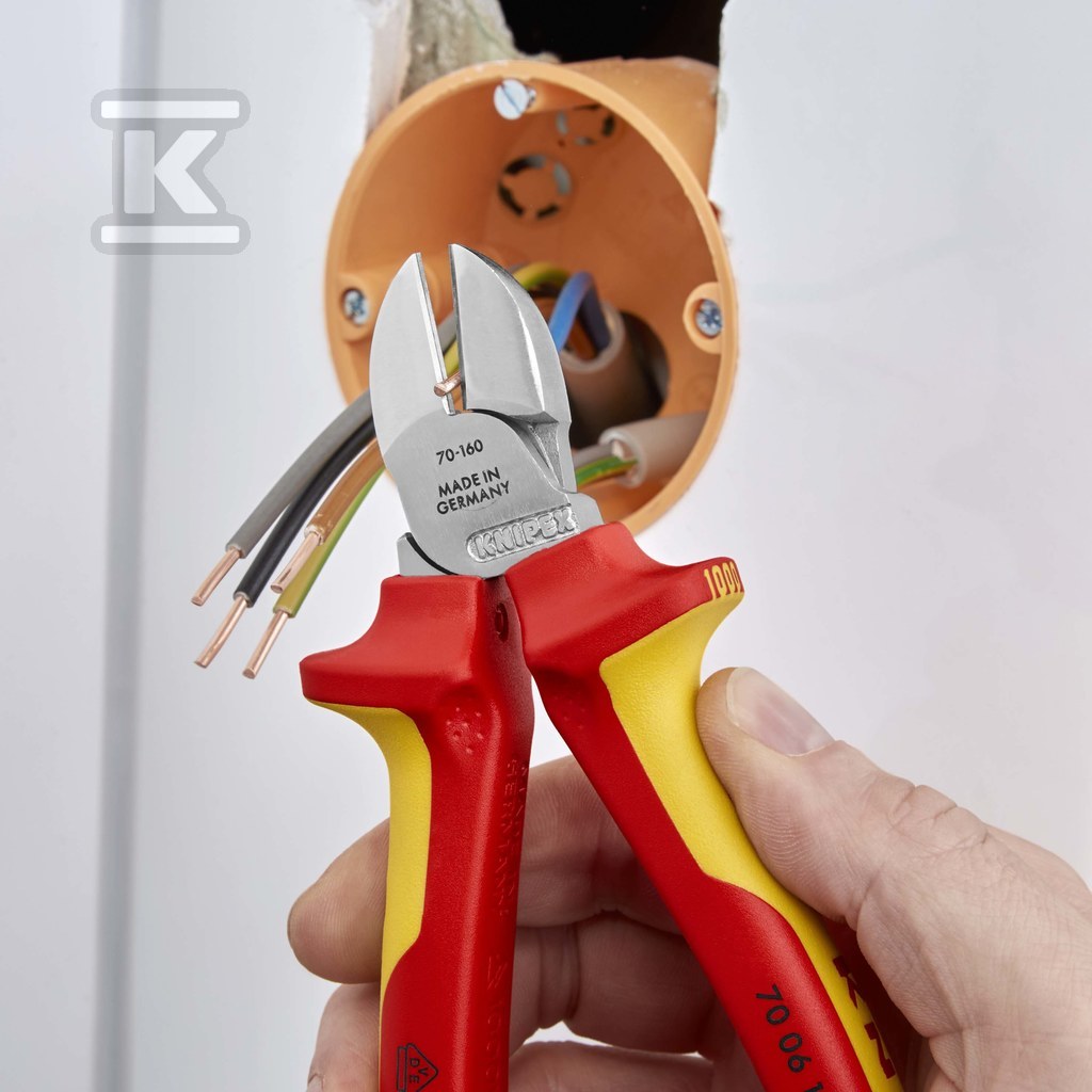Szczypce tnące boczne z wielokomponentowymi nasadkami, izolowane wg VDE chromowany 160 mm