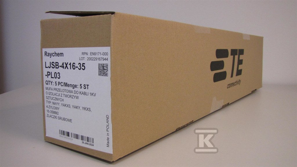 Mufa przelotowa 1 kV, kable 4-żyłowe PE, PCV, ze złączkami śrubowymi, marka Raychem / TE Connectivity TE-EN9171